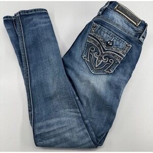 Rock Revival Tali Skinny Jeans WOMENS Blue Embellished Denim SIZE 27 x 29